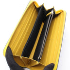 Fendi Roundlong Wallet Montstar Bug's Eye Gray Yellow Leather — view 3
