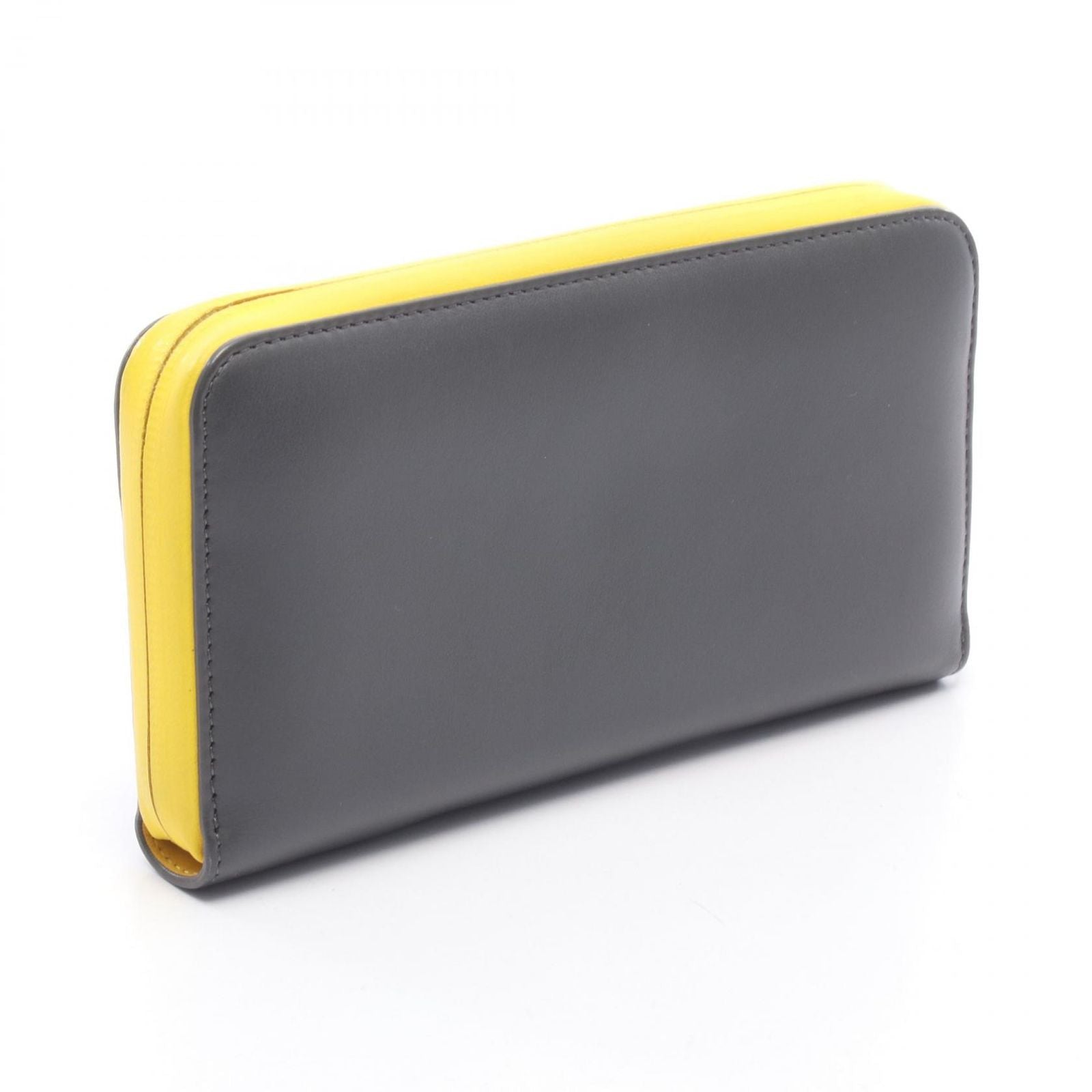 Fendi Roundlong Wallet Montstar Bug's Eye Gray Yellow Leather — view 2