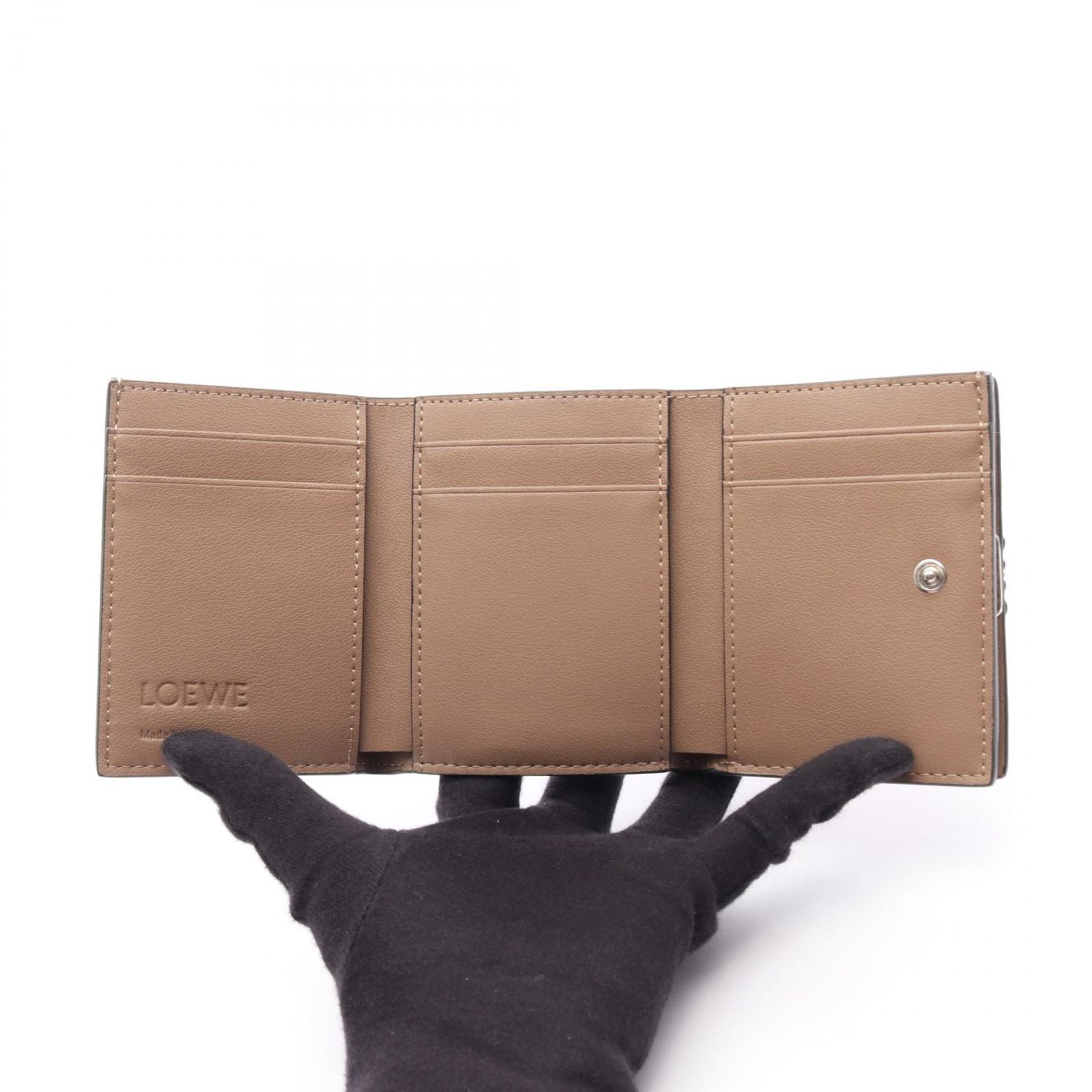 Loewe Tri Foldwallet Anagram Trypho Ludo Wallet Gray Ju Leather — view 3
