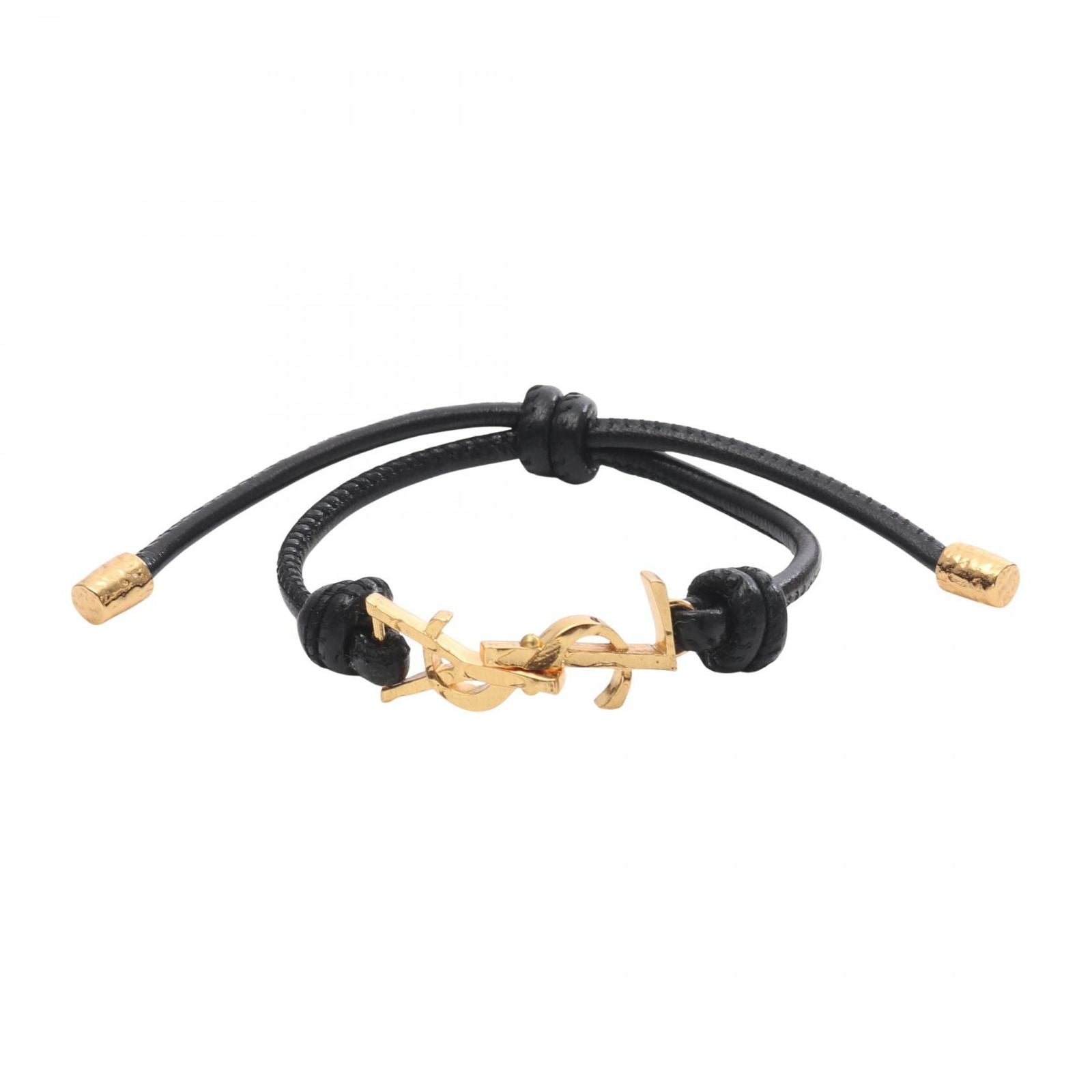 Saint Laurent Sanro Lampari Paris Bracelet Cassandra Black Leather