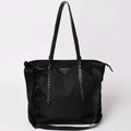 Prada Nylon Shoulder Bag Black Studded 2-Way Matte