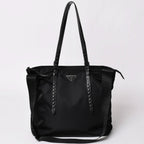 Prada Nylon Shoulder Bag Black Studded 2-Way Matte