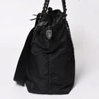 Prada Nylon Shoulder Bag Black Studded 2-Way Matte — view 4