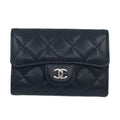 Chanel Quilted CC Logo Classic Flap Card Case Coin Black Red Caviar Leather