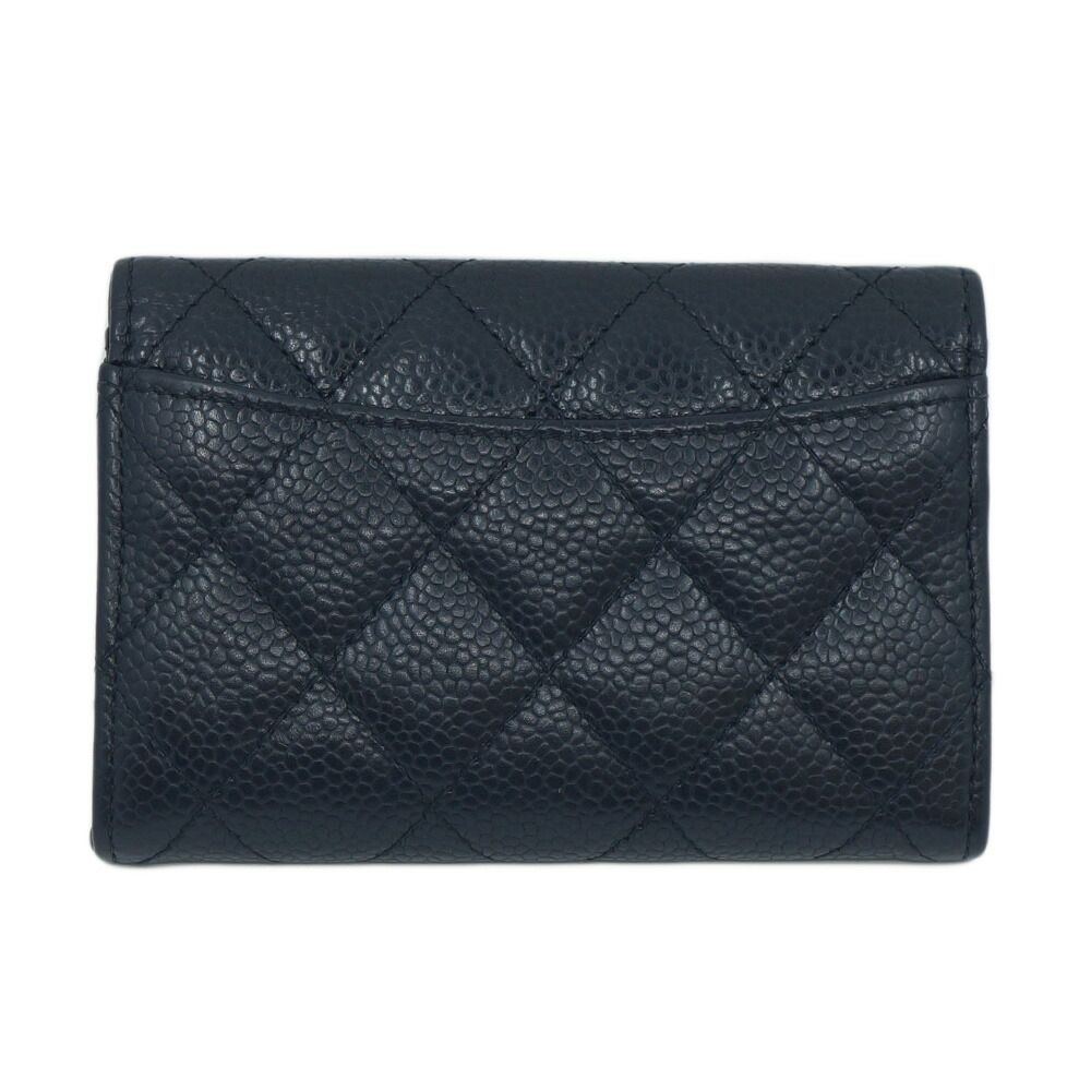 Chanel Quilted CC Logo Classic Flap Card Case Coin Black Red Caviar Leather — view 2