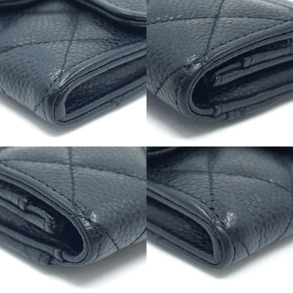 Chanel Quilted CC Logo Classic Flap Card Case Coin Black Red Caviar Leather — view 5