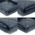 Chanel Quilted CC Logo Classic Flap Card Case Coin Black Red Caviar Leather — view 5