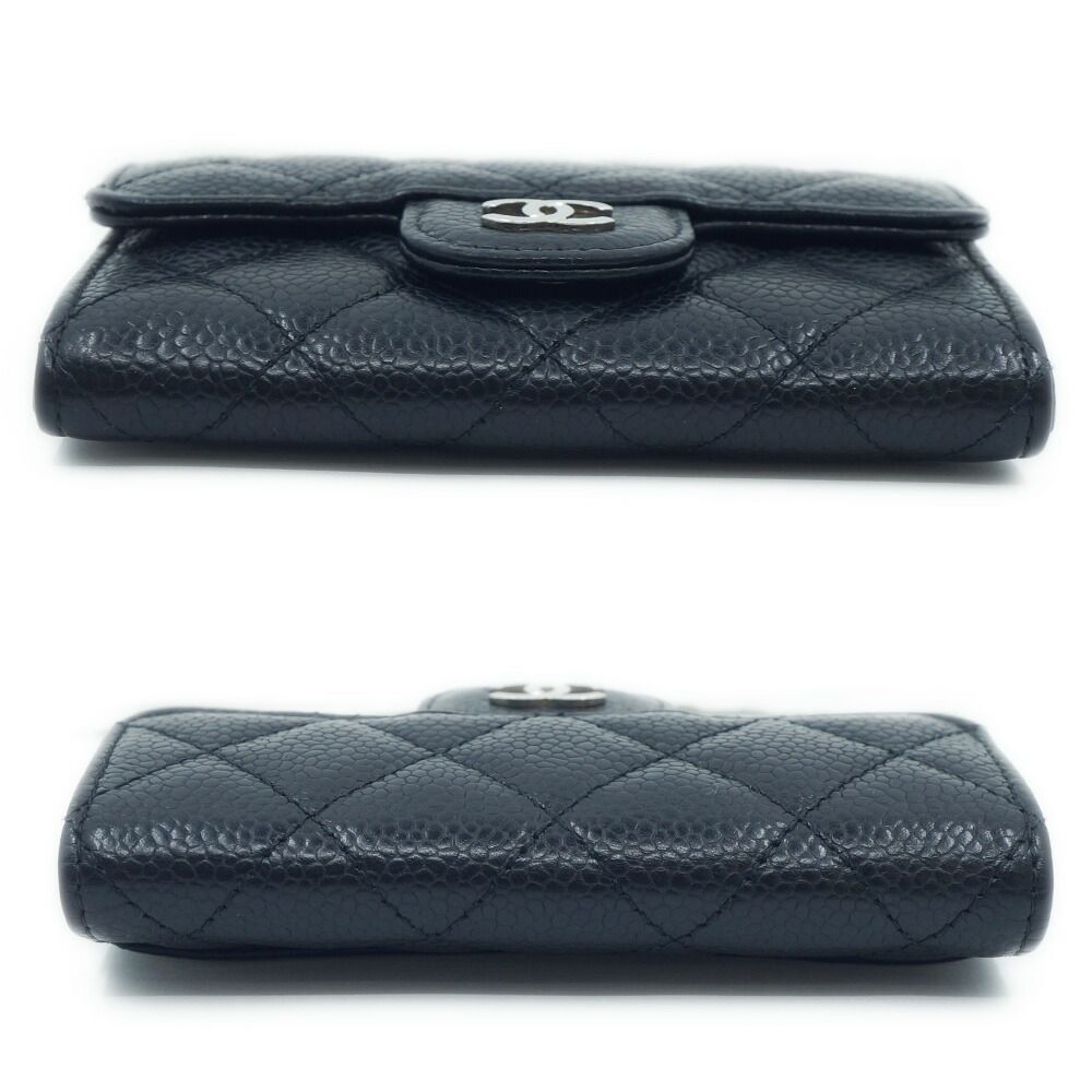 Chanel Quilted CC Logo Classic Flap Card Case Coin Black Red Caviar Leather — view 4