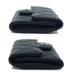 Chanel Quilted CC Logo Classic Flap Card Case Coin Black Red Caviar Leather — view 3