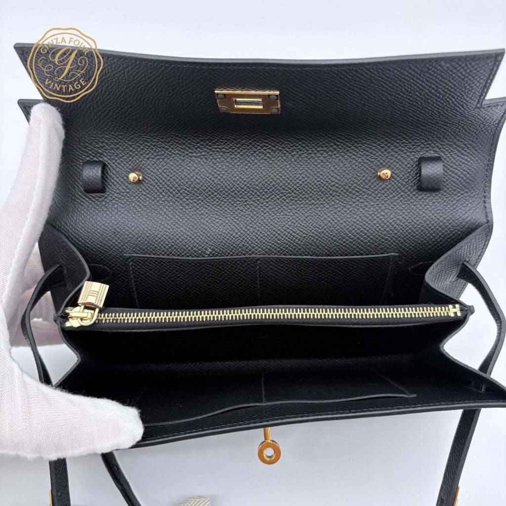 Hermes Kelly Long Tougo Epsom Black Gold — view 7