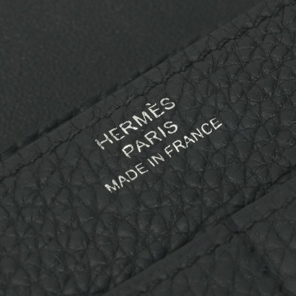 Hermes Dogon GM Duo Wallet Togo Noir Black Silver Coin Purse — view 9