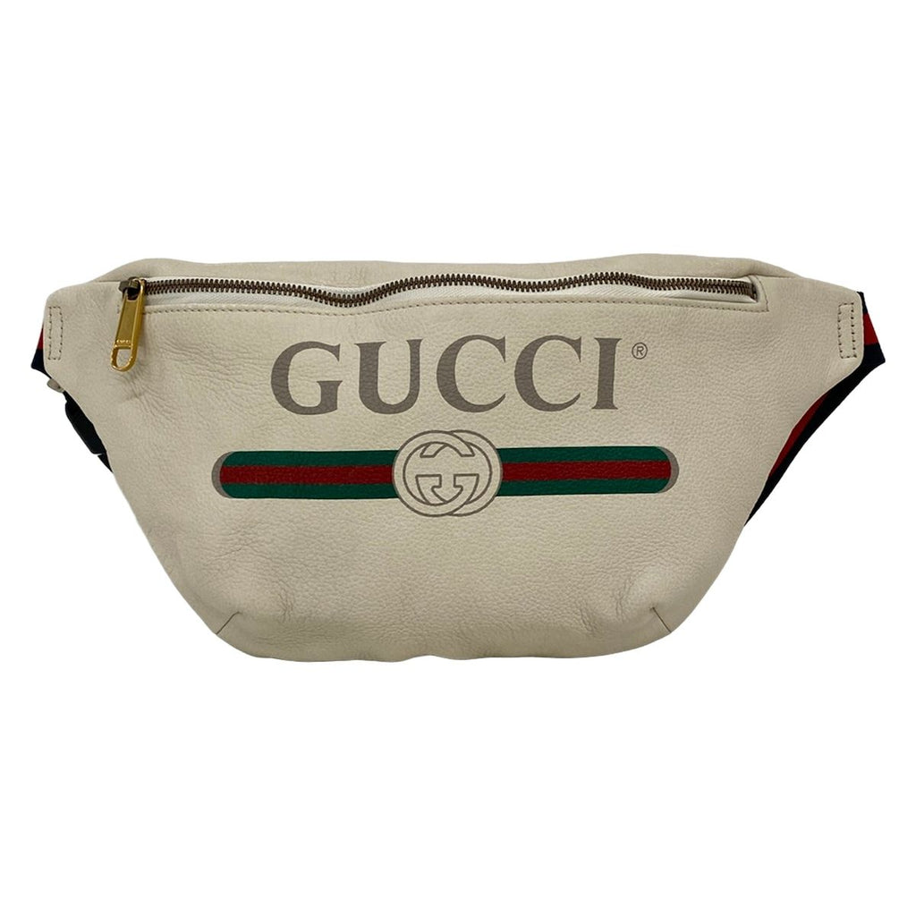 Gucci Waist Pouch Print Ivory Green Multi Leather