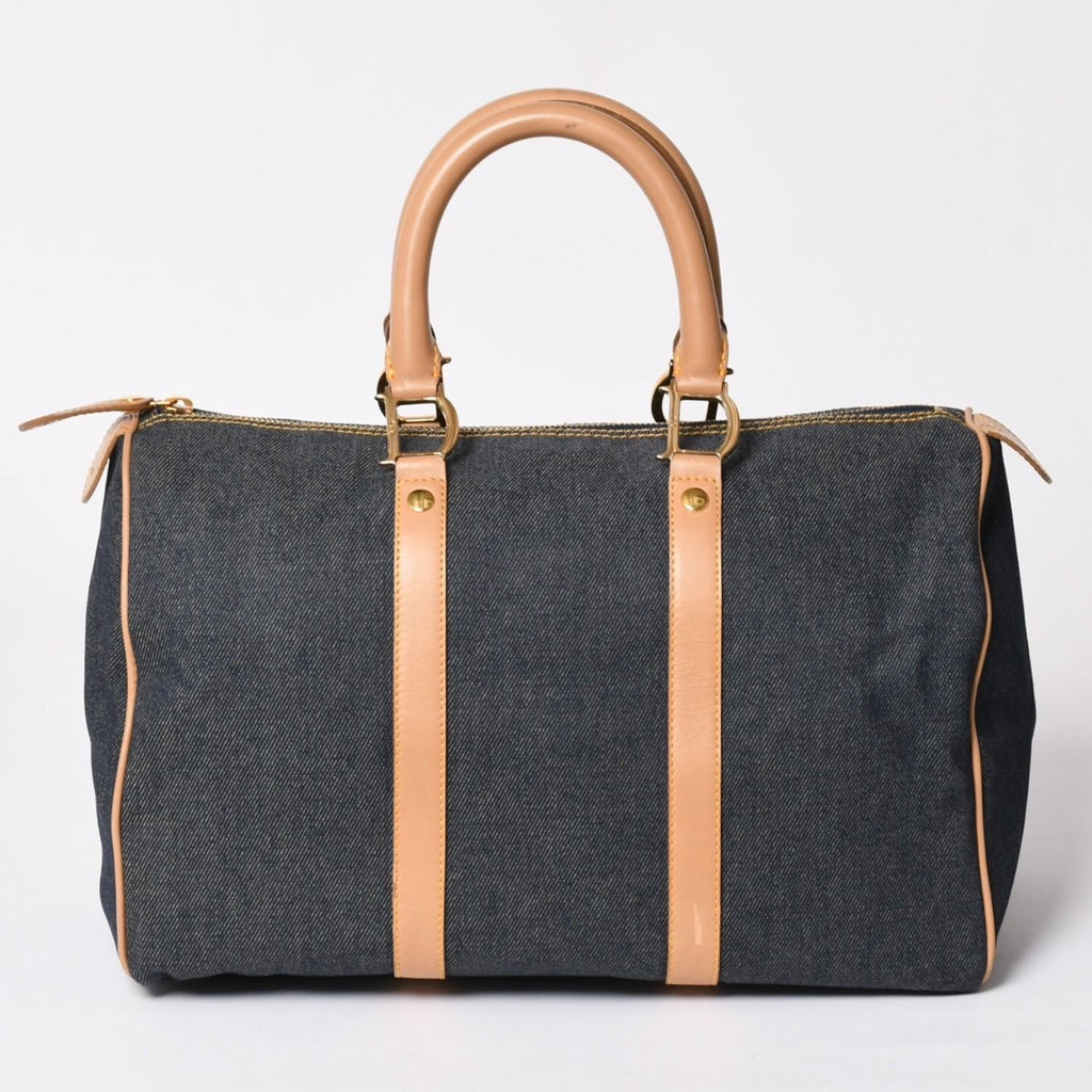 Dior Trotter Handbag Denim 35 Boston Gold