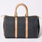 Dior Trotter Handbag Denim 35 Boston Gold