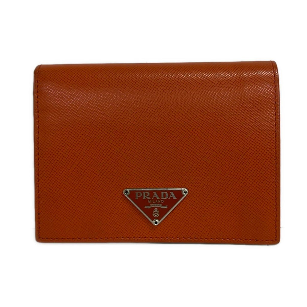 Prada Bifold Wallet Orange Leather