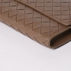 Bottega Veneta Andiamo Clutch Metal Knot Closure Brown Bifold Intrecciato Gold — view 7
