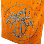 Hermes Carre 90 Vif Argent Silver Drop Scarf Silk Orange — view 4