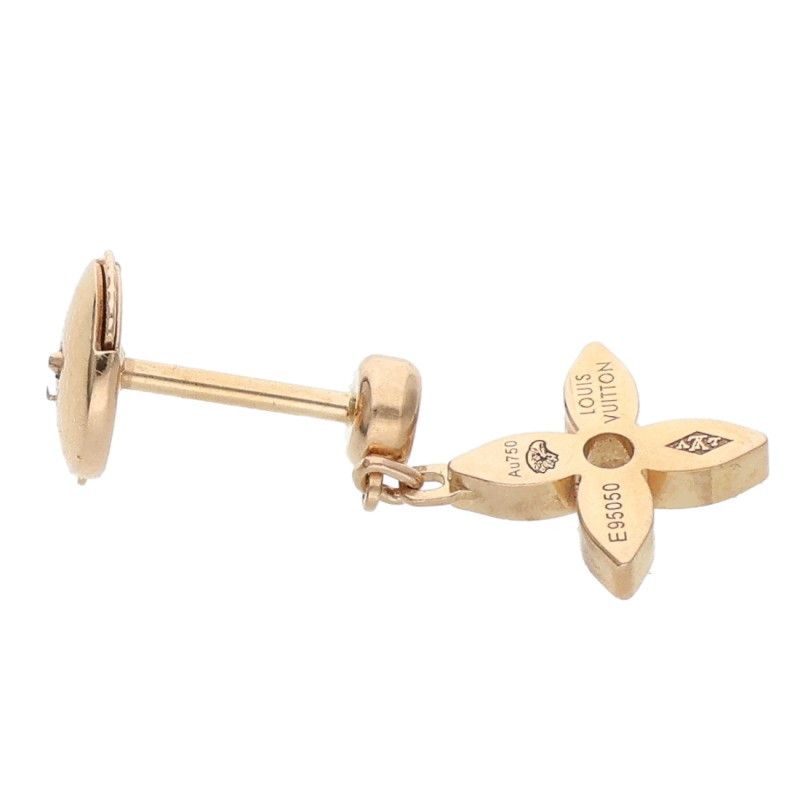 Louis Vuitton 18k Pink Gold Diamond Monogram Detail Earrings — view 4