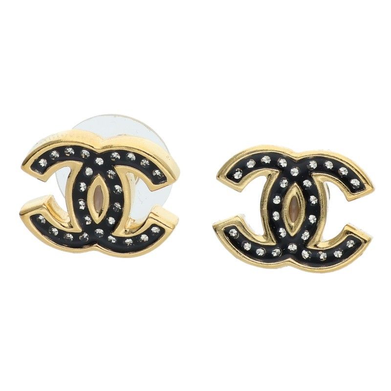 Chanel CC Logo Rhinestone Embellished Earrings