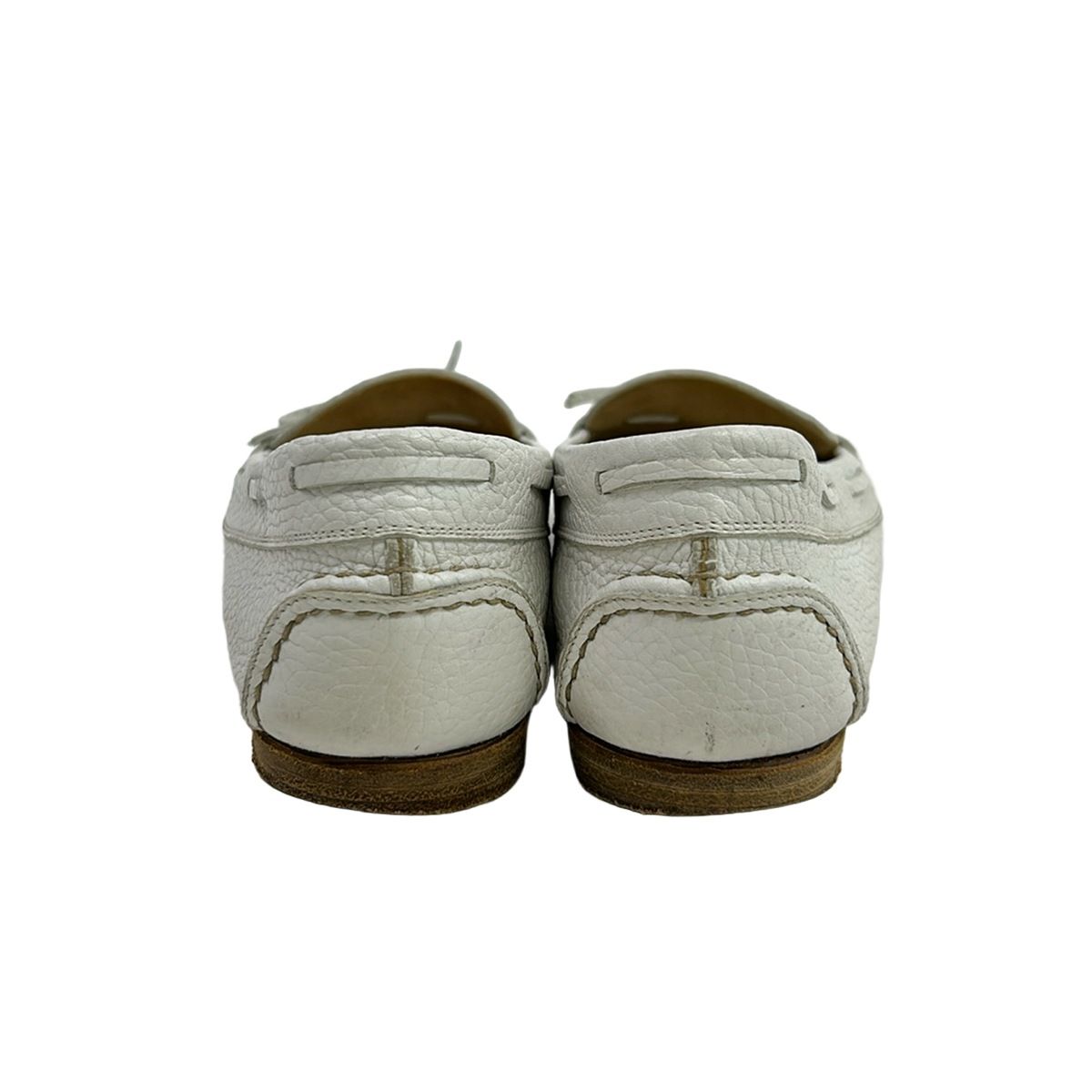 Hermes Shoes 36 White Moccasins Ribbon Leather — view 3