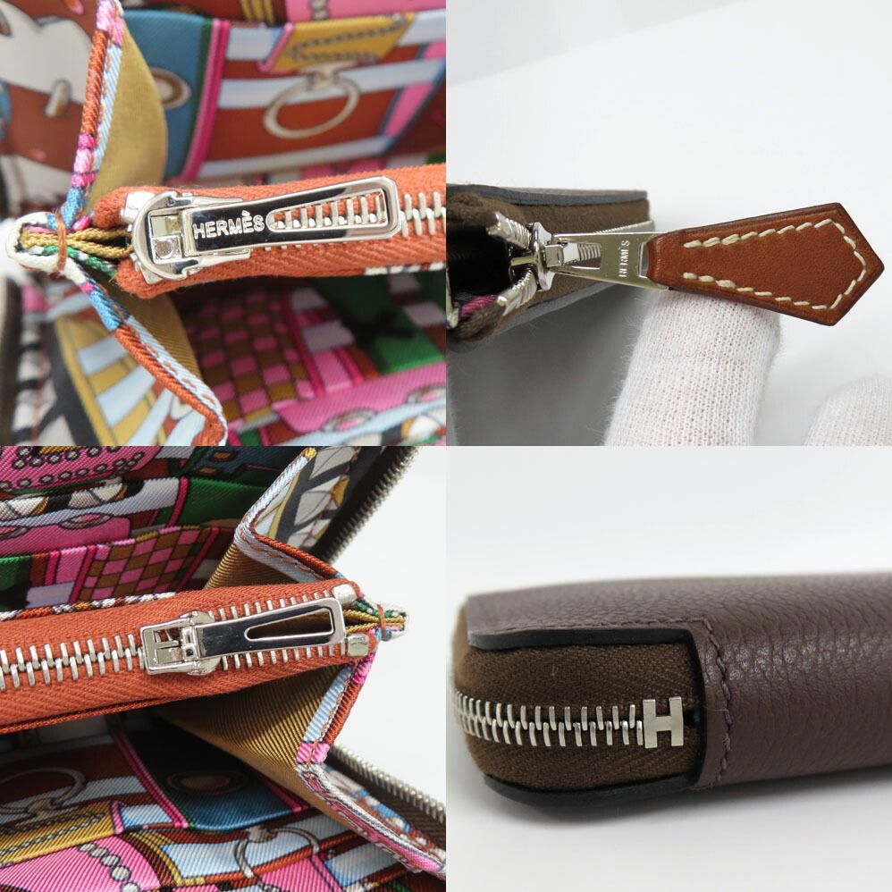 Hermes Azap Long Silk in Mocha Color Zip Around Wallet — view 8