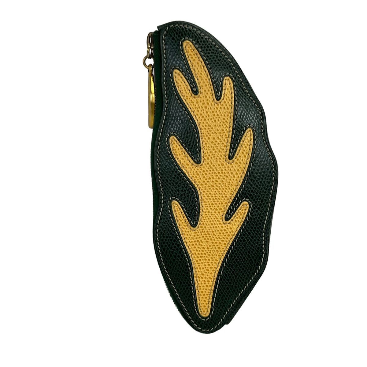 Celine Case Dark Green Beige Leaf Leather Shoulder — view 2