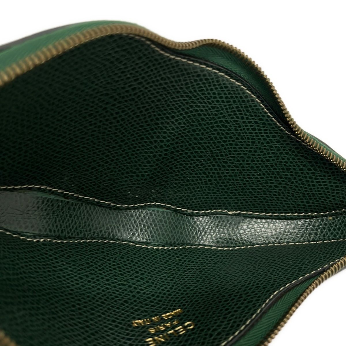 Celine Case Dark Green Beige Leaf Leather Shoulder — view 3