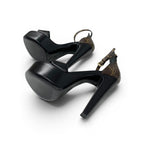 Louis Vuitton Afterglow Line Monogram Sandals Shoes Leather Black Brown Strap — view 6