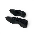Hermes Paris Loafers Leather Shoes Black Gold Moccasins — view 6