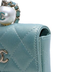 Chanel Quilted Chain Flap Coin Purse CC Logo Caviar Leather — view 7