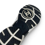 Chanel Sneakers Leather Fabric Suede White Black Blue CC Logo — view 8