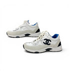 Chanel Sneakers Leather Fabric Suede White Black Blue CC Logo — view 3