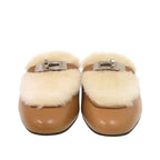Hermes Oz Mules Chevre Sheepskin Natural Ecru Brown — view 3
