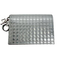 Dior Micro Cannage Card Case Patent Silver Square Octagon