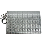 Dior Micro Cannage Card Case Patent Silver Square Octagon