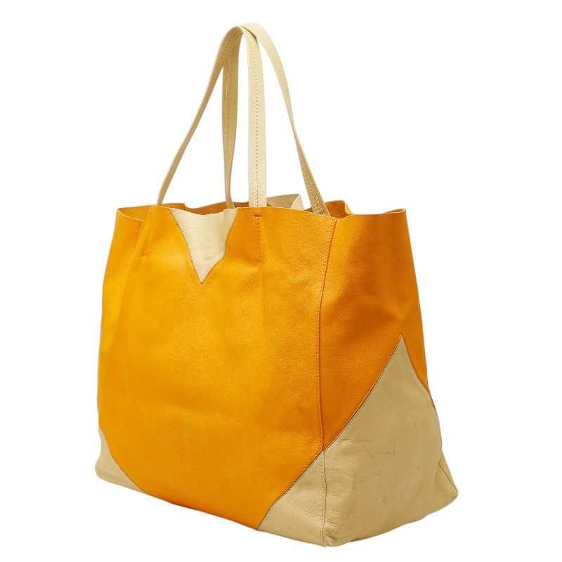 Celine Horizontal Cabas Shoulder Bag Tote Yellow Beige Leather — view 2