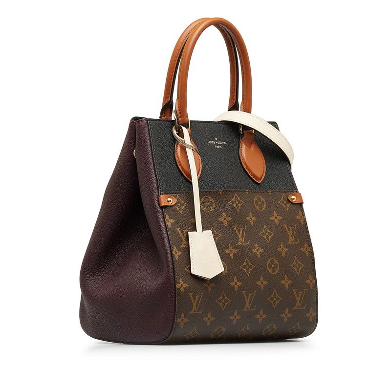 Louis Vuitton Monogram Fold Tote 2-Way Shoulder Bag Wine Red Leather — view 3