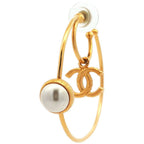 Chanel Yayoi Kusama CC Logo Single Faux Pearl Costume Earrings Alloy Gold