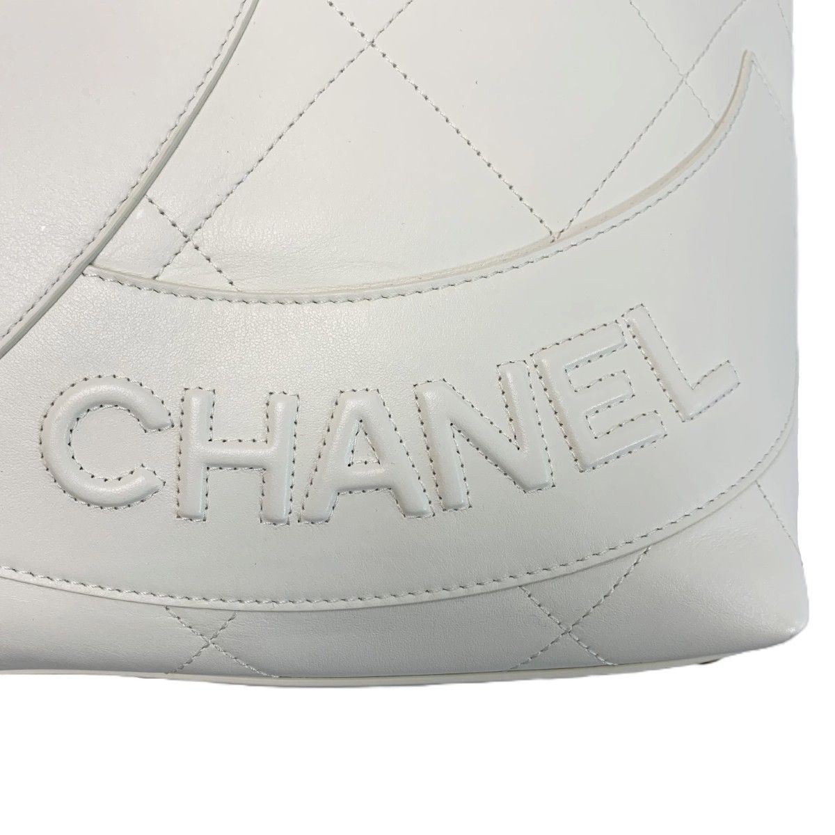 Chanel Maxi Shopping Quilted White Large Tote — view 3