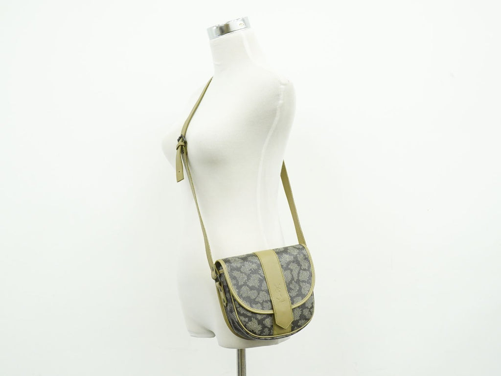 Saint Laurent YSL Giraffe Pattern Shoulder Bag Pochette Gray Beige — view 6