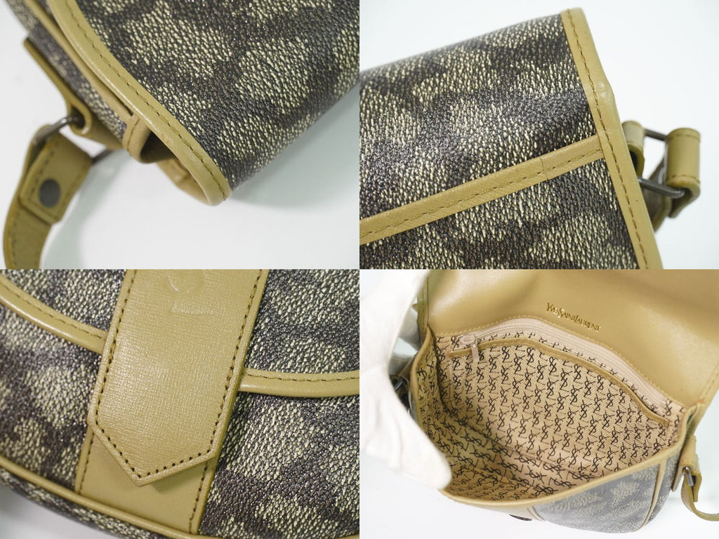 Saint Laurent YSL Giraffe Pattern Shoulder Bag Pochette Gray Beige — view 8