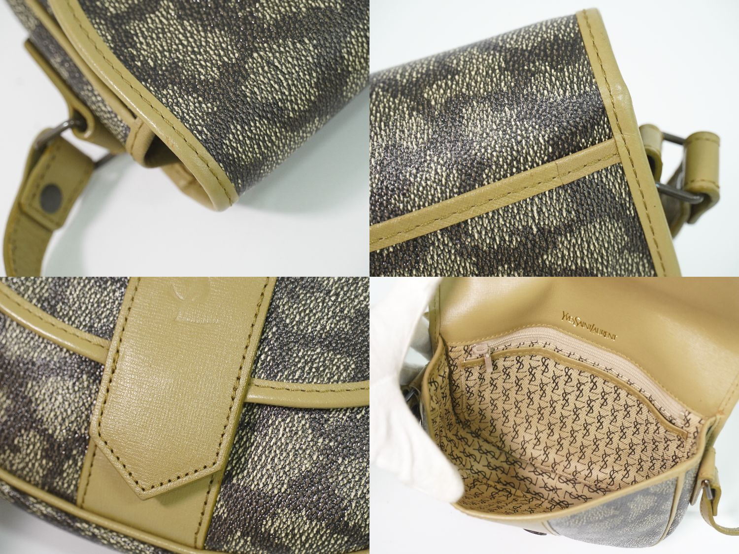 Saint Laurent YSL Giraffe Pattern Shoulder Bag Pochette Gray Beige — view 8