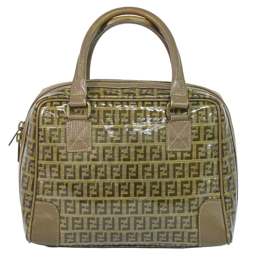 Fendi Zucchino Mini Boston Bag Brown