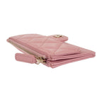 Chanel Quilted Flap Zip Coin Case Bag Card Caviar Leather Pink Gold — view 4