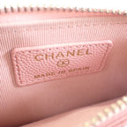 Chanel Quilted Flap Zip Coin Case Bag Card Caviar Leather Pink Gold — view 8