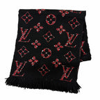 Louis Vuitton Echarpe Giant Monogram Jungle Wool Silk Scarf Black