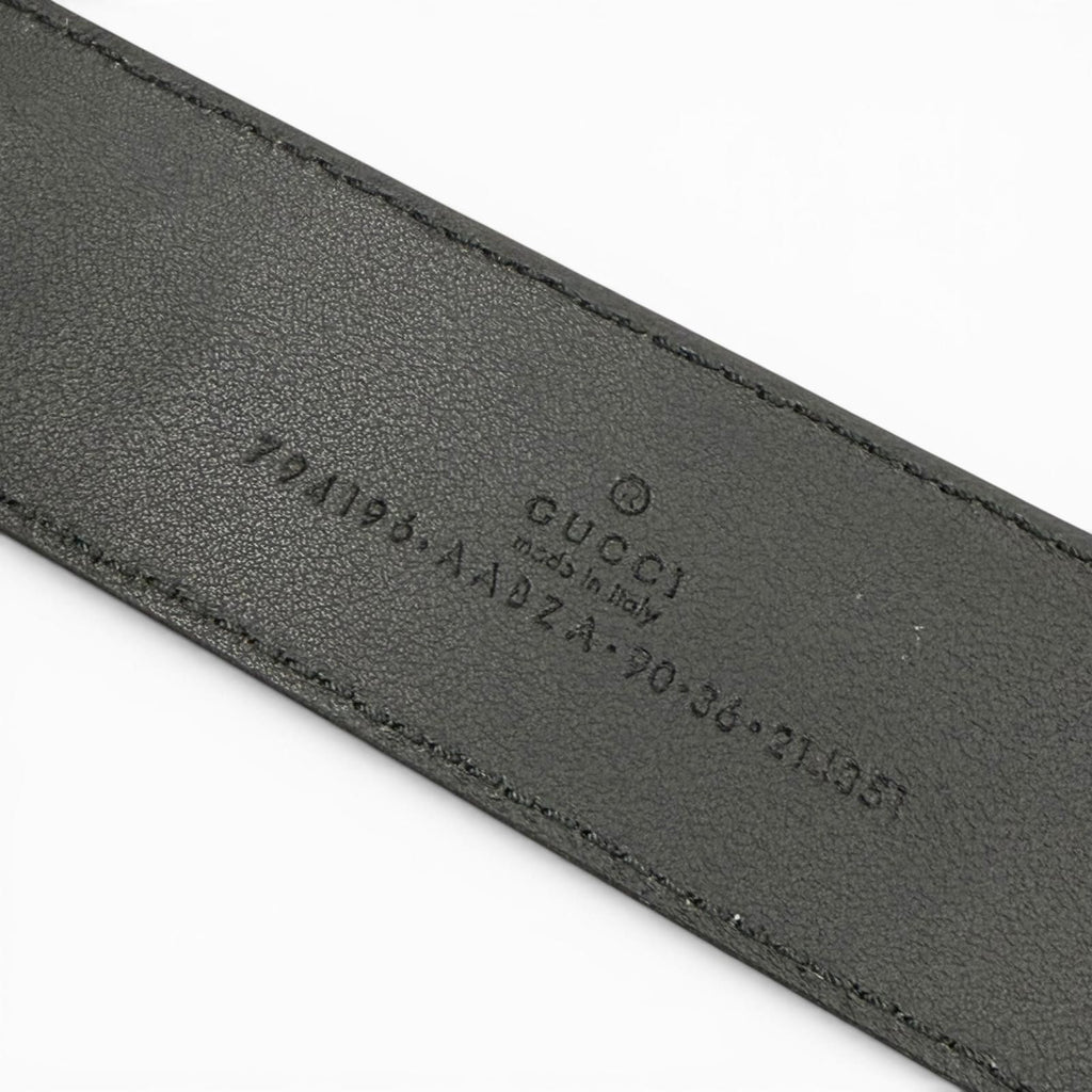 Gucci Leather GG Pattern Interlocking Buckle Wide Belt Black Silver — view 9