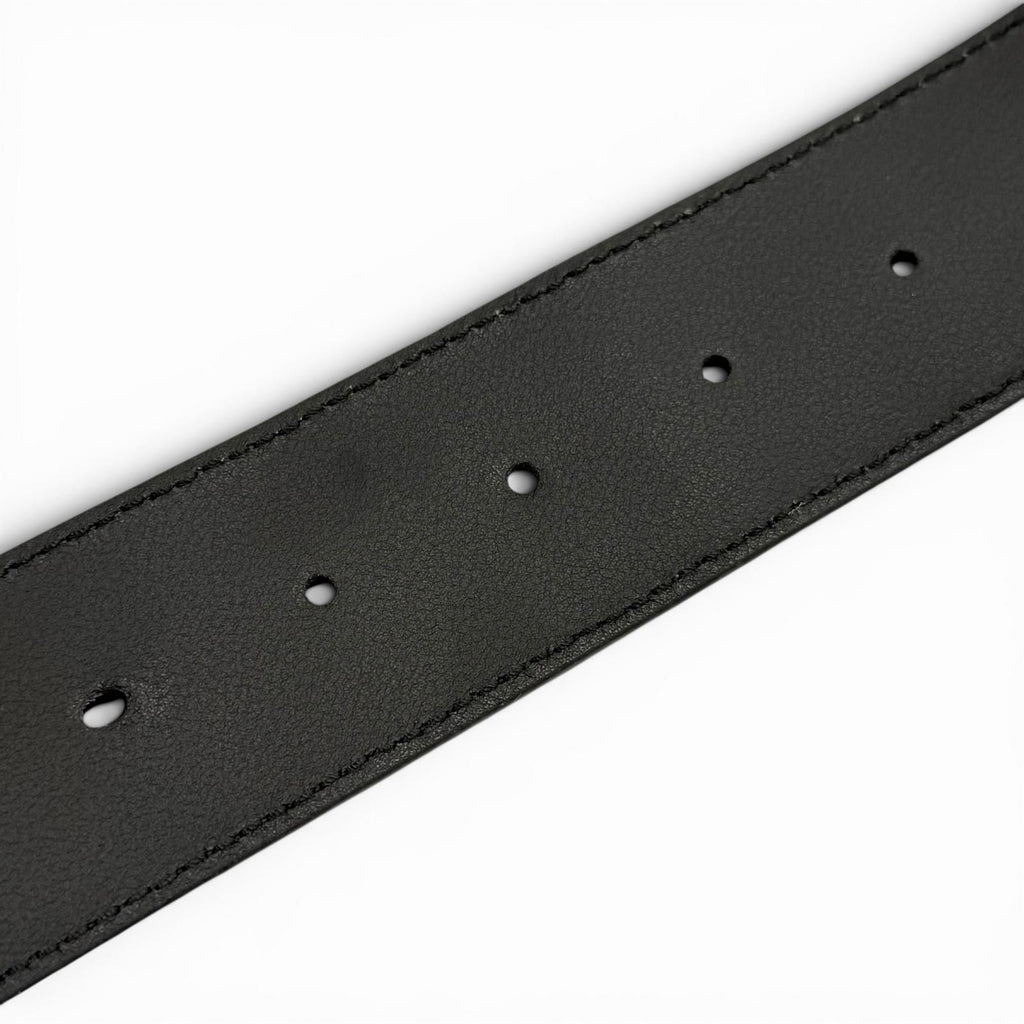 Gucci Leather GG Pattern Interlocking Buckle Wide Belt Black Silver — view 8
