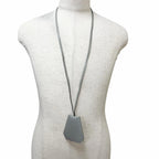 Hermes Vintage Leather Martin Margiela Era Clochette Charm Necklace Gray — view 2