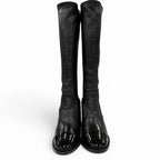 Chanel 24k CC Logo Side Zip Leather Long Boots Black — view 4